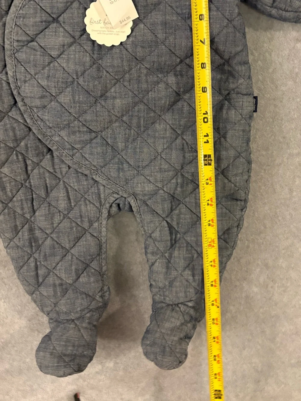 Baby Gap NWT Quilted Chambray Bear Ear Bunting Snowsuit Sz 3-6M